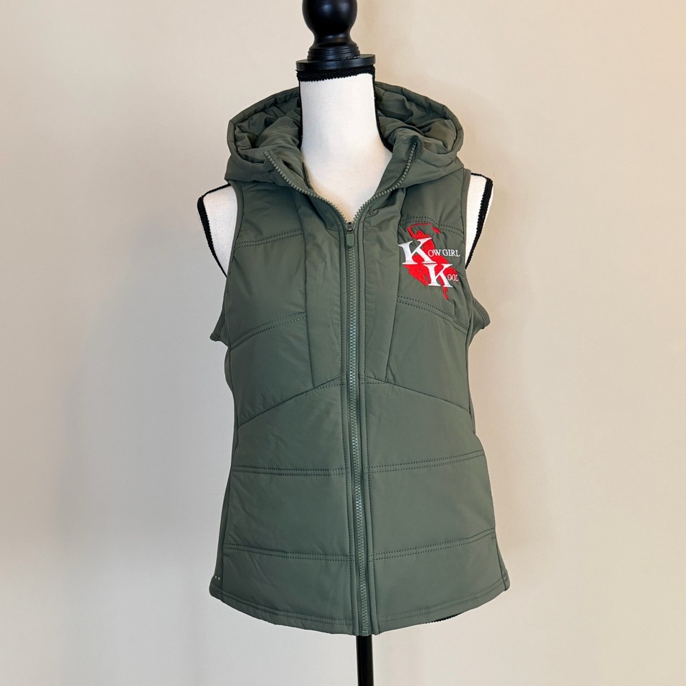 Olive Green Hooded Vest for Women